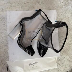 Balmain Black and Silver Transparent Heels
